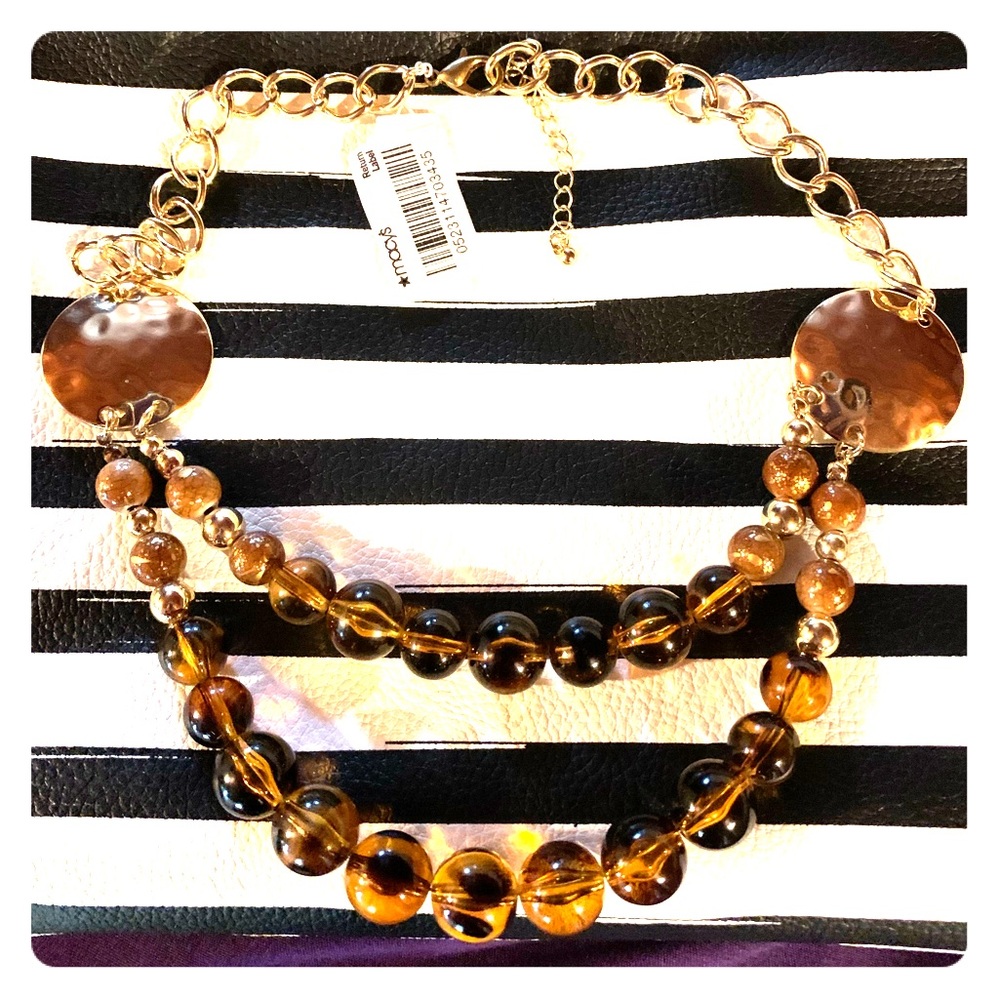 Two layer brown beaded necklace🍁